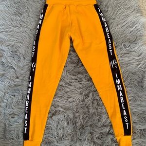 IMMABEAST yellow and black sweatpants